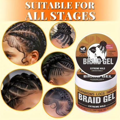 Extreme Hold Braid Gel & Edge Control Hair Wax Pomade — Anti-Frizz, Moisturizing, Long-Lasting for Braids, Locs, Twists & Sleek Styles, Natural Hair, Men & Women — 4/5/6 Pack