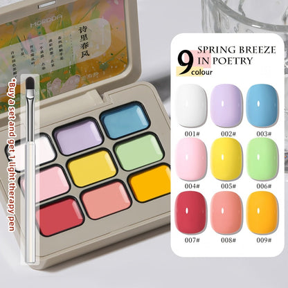 Gel Nail Polish Set 9 Colors with LED Lamp Pen MORDDA Spring Breeze - High Saturation Creamy Alcohol-Free Soak Off UV LED Long Lasting Shimmer Finish Salon & Home DIY Manicure Holiday Gift Kit Women