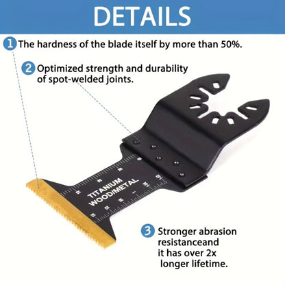 Oscillating Multi-Tool Blade Set with Titanium-Coated Quick-Release Blades in 18, 28 or 50-Piece Options
