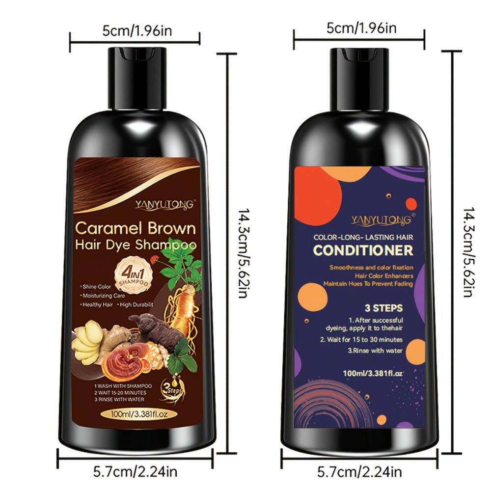 Hair Color Shampoo, YANYUTONG 4-in-1 Color Shampoo and Conditioner Pair in Three Color Options