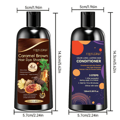 Hair Color Shampoo, YANYUTONG 4-in-1 Color Shampoo and Conditioner Pair in Three Color Options
