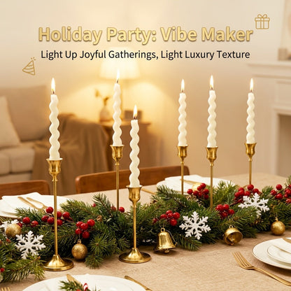 Copper Plated Candlestick Holders Bulk Set – Retro Minimalist Taper Candle Holders for Wedding Birthday Christmas Dining Table Fireplace Decor