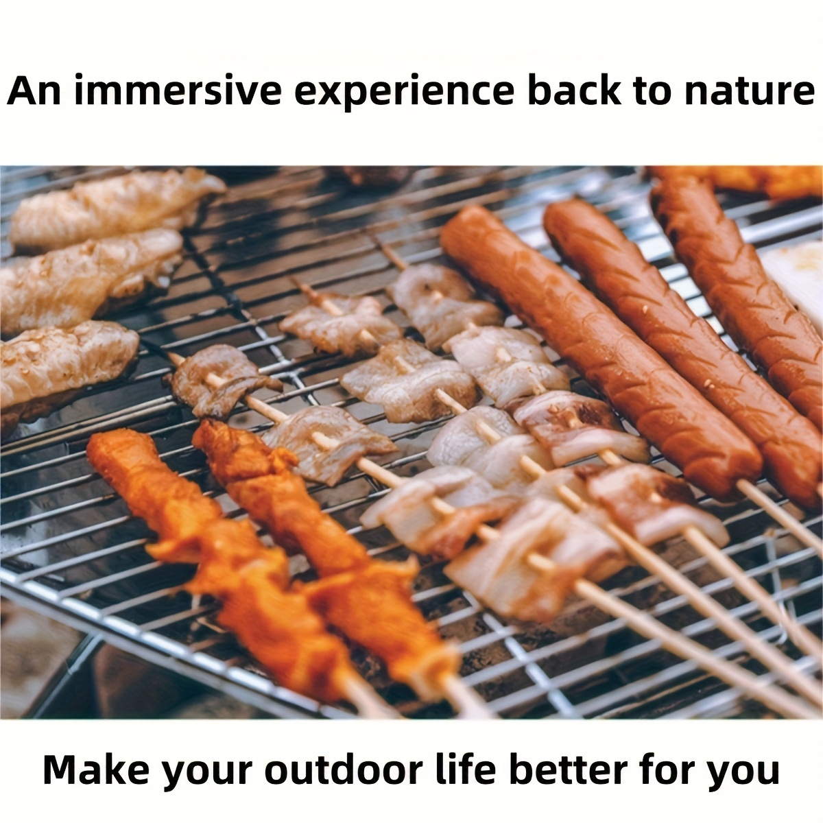 Hexagonal Folding Charcoal Grill with Stainless-Steel-Color Frame, Open Grid and Carry Bag for Outdoor Use