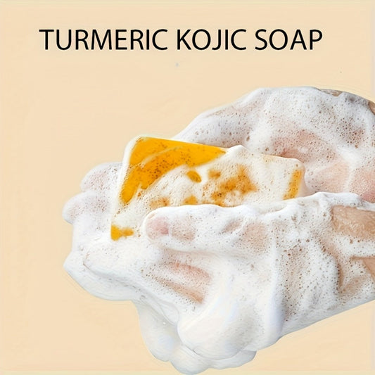 Turmeric Vitamin C Facial Cleansing Kit Face Wash Foam Soap Bars Set Brightening Moisturizing Nourishing Gentle Non-Irritating Cleanser with Brush Applicator All Skin Types Unisex Gift