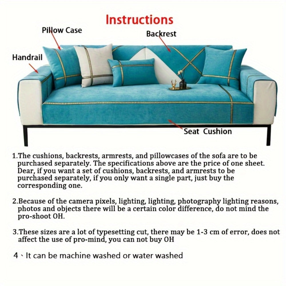 Sofa Cover 350 GSM Chenille Knit Panels for Single Seat, Armrest and 2, 3 or 4-Seater Sofa Sections