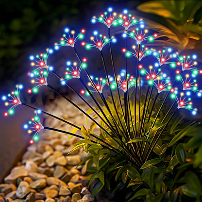 Solar Garden Lights Outdoor 4 Pack Twinkling Swaying Firework LED Stake Lights 2 Modes – Decorative Solar Path Lights for Yard Patio Flowerbed Camping Christmas Party Decor