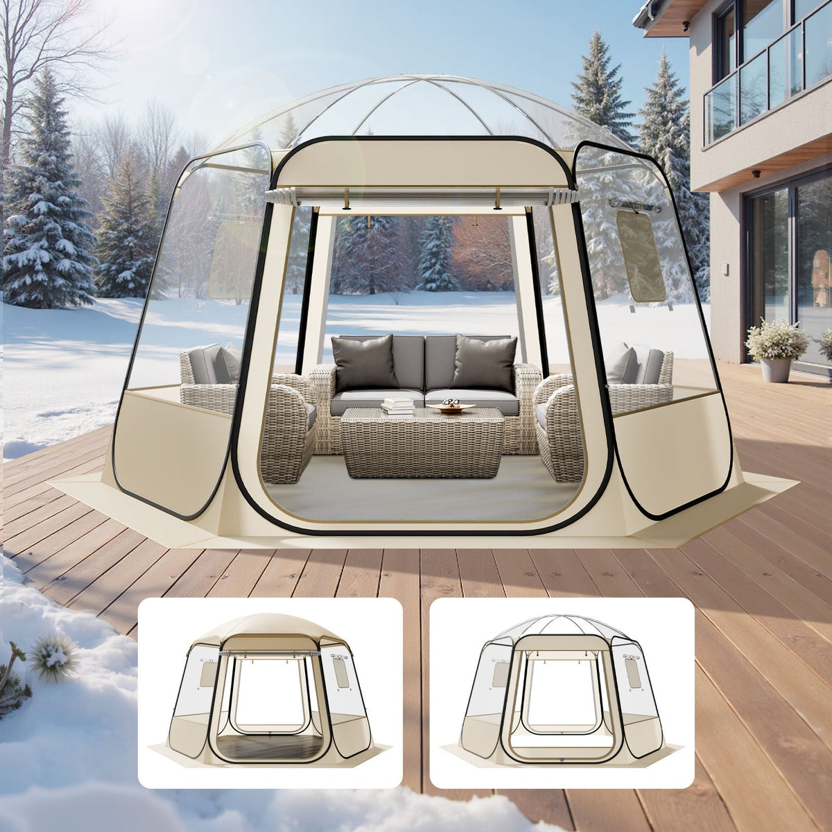 Pop Up Bubble Tent Clear Dome Tent 540° Panoramic Outdoor Shelter for Garden, Patio and Yard Use