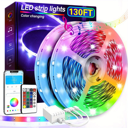 RGB Color-Changing Lighting with Music Sync and App Control for Bedroom and Living Room, LED Strip Lights