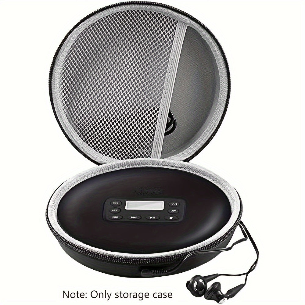 Round EVA Carrying Case for Portable CD Players with Zipper, Handle and Pictured 6.75-Inch Exterior Width