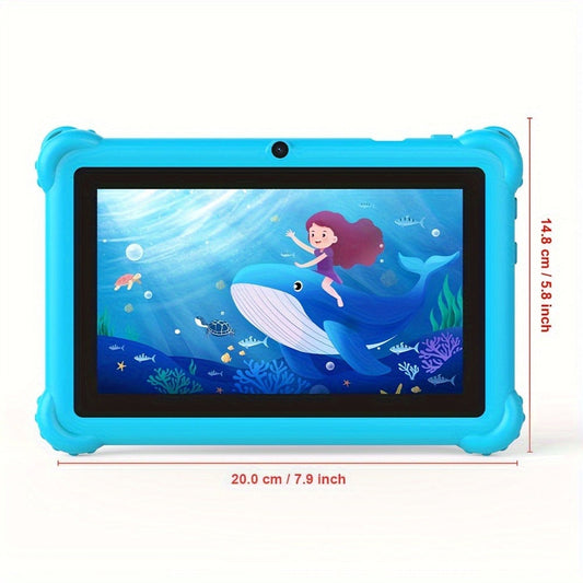 PEICHENG 7 Inch Kids Tablet with Silicone Case – Eye Protection Screen, WiFi, 2GB RAM 32GB ROM, Dual Camera, Parental Control, Educational Games, Android Tablet Gift for Kids Blue Pink