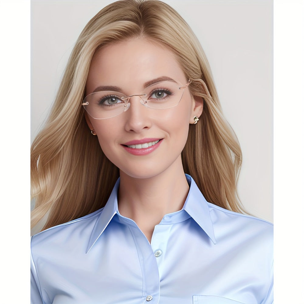 Reading Glasses – Three-Pair Rimless Metal Blue-Light Readers in Multiple Colors and Strengths