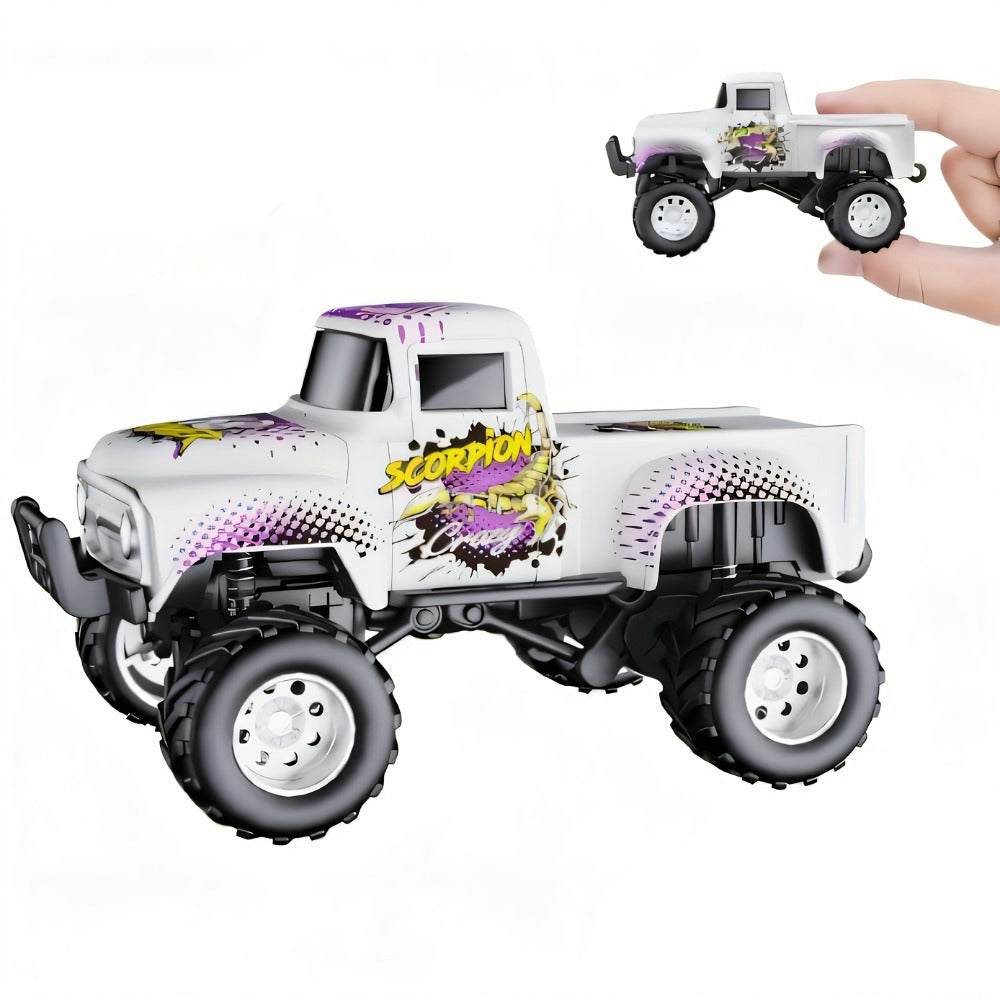 Remote Control Car, 1:64 Scale Die-Cast Monster Truck with 2.4GHz Control, LED Headlights and Five Color Options