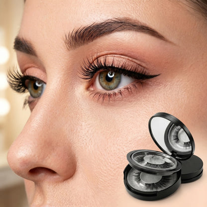 INMASIT Magnetic False Eyelashes Set with Round Storage Case and Applicator in Black or Pink