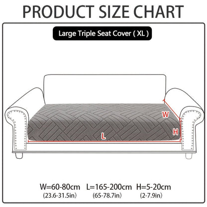 Sofa Cover, Deep Gray Stretch Seat and Chaise Slipcover with Elastic-Band Edge in Six Size Options