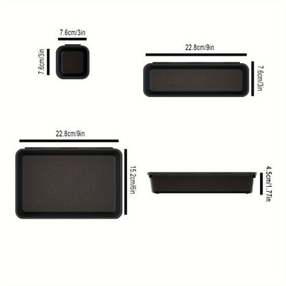 Twenty-Four-Piece Modular Drawer Organizer Tray Set in Black or Pink with Multiple Bin Sizes