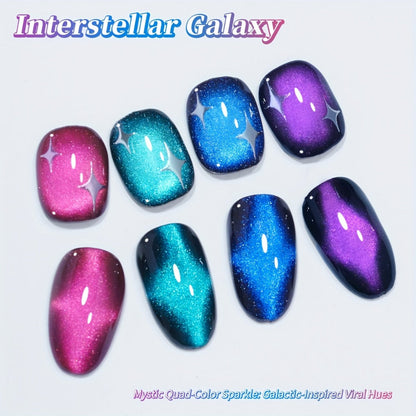 Gel Nail Polish – Cat Eye Set 4 Colors – Interstellar Galaxy Series Magnetic Nail Polish with Dazzling Shimmer Luster, UV LED Soak-Off…