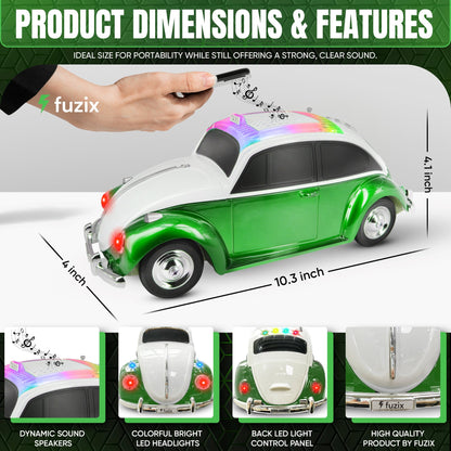 Fuzix WS-1958 Vintage Car Bluetooth Speaker with LED Headlights & Taillights | Retro Wireless Stereo, FM Radio, AUX/USB/TF, Built-in Mic, Rechargeable – Novelty Gift for Car Enthusiasts & Music Lovers