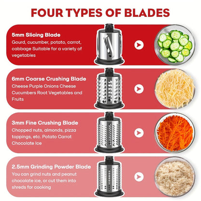 Stainless Steel Slicer Shredder Attachment for Stand Mixers with 4 Dishwasher Safe Blades – Multi-Function Vegetable Fruit Cheese Grater Salad Maker & Powder Grinder for Carrots Potatoes