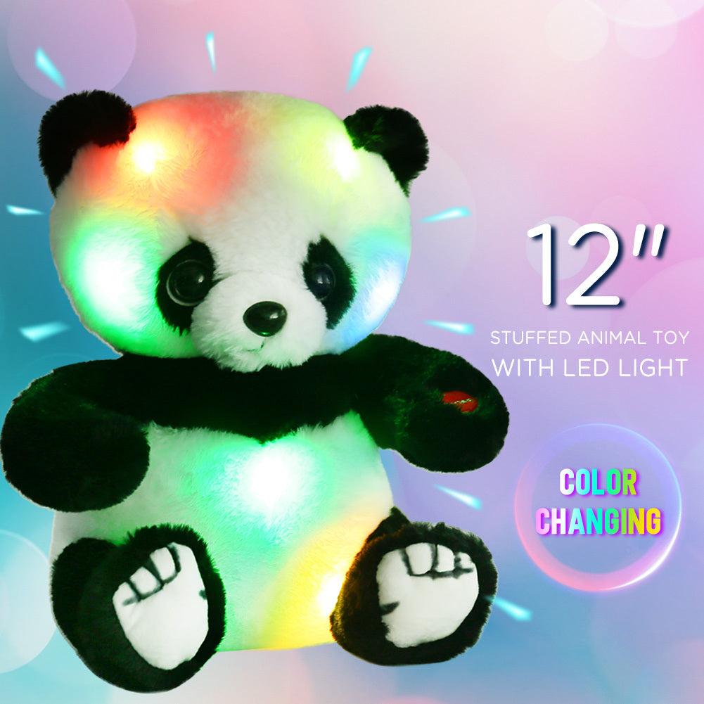 Jumbo LED Light Up Panda Stuffed Animal 12 Inch – Kawaii Panda Bear Plush Toy with Soft Glow Night Light, PP Cotton Huggable Stuffed Panda for Kids Boys Girls, Birthday Christmas Mother's Day Gift Home Decor