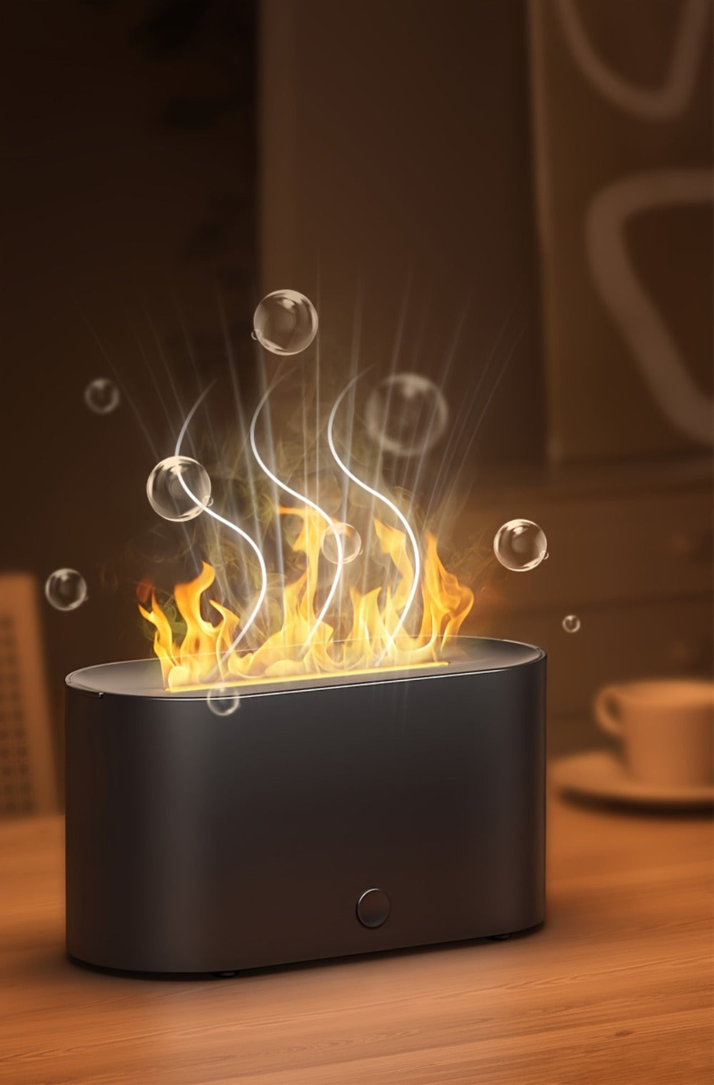 Humidifier Mini Flame-Effect USB Diffuser with Three Mist Levels and One, Two or Three-Piece Sets