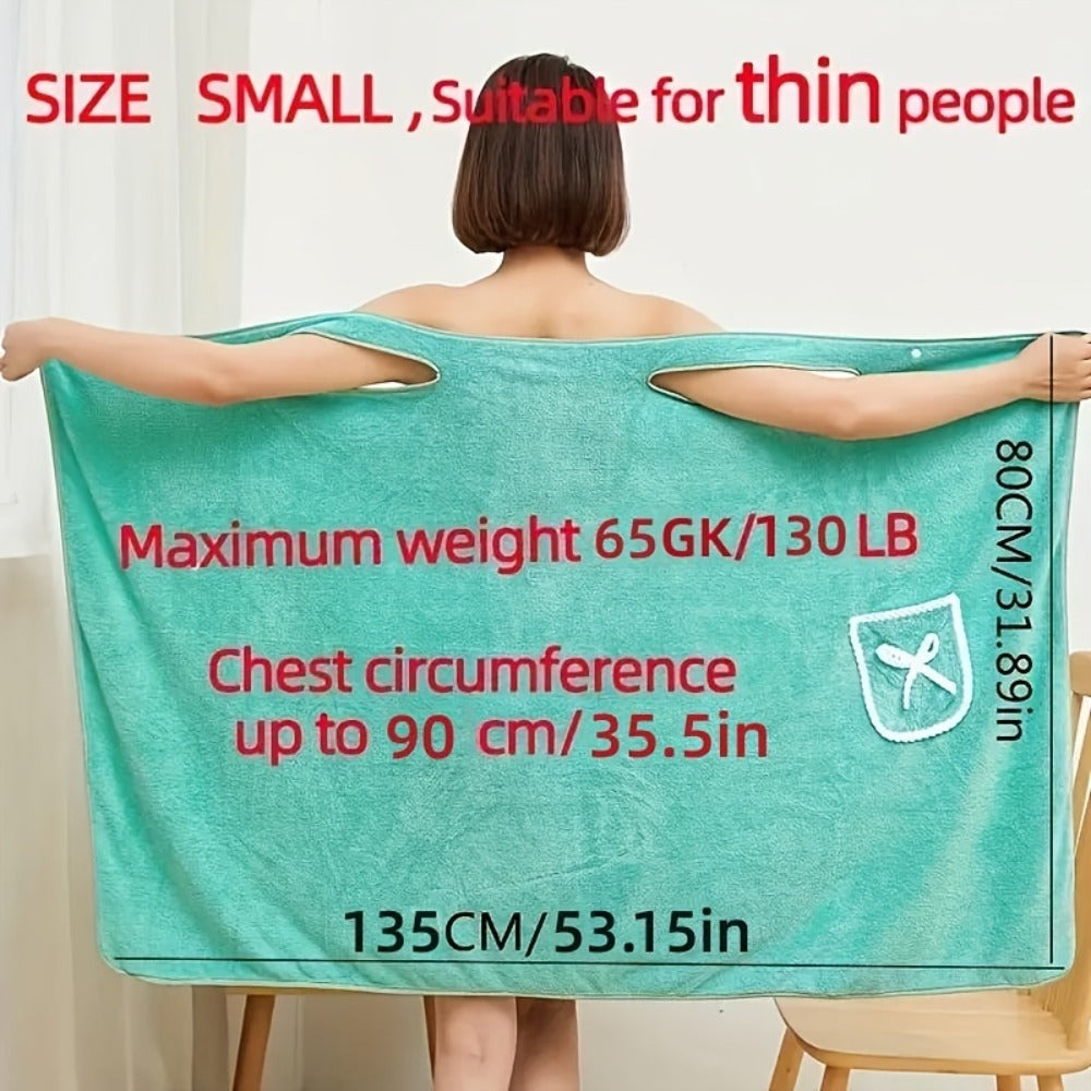Wearable Bath Towel Wrap with Bow Detail, Shoulder Loops and Four Exact Light Purple or Pink Size Options