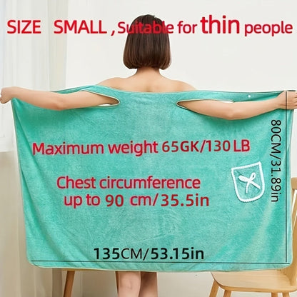 Wearable Bath Towel Wrap with Bow Detail, Shoulder Loops and Four Exact Light Purple or Pink Size Options