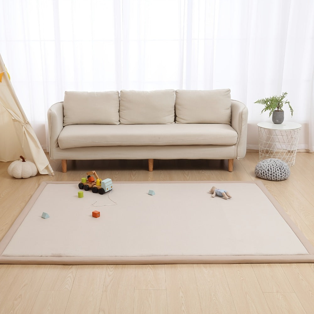 Padded Tatami-Style Area Rug in Six Solid Colors with 50-Inch Square to 79 x 118-Inch Sizes