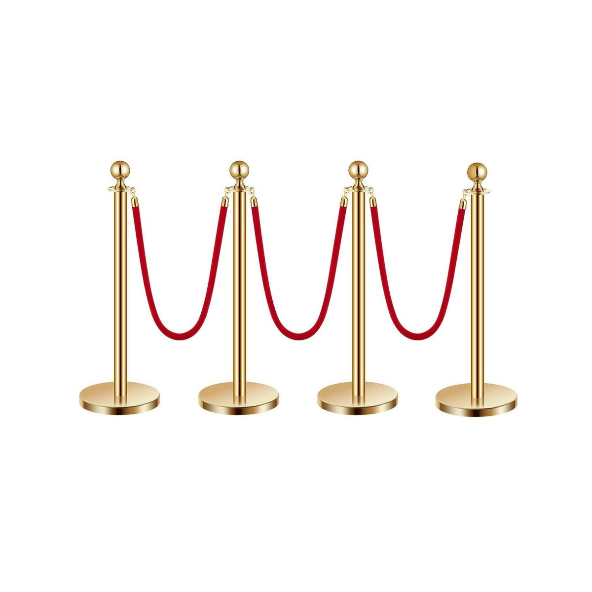Stanchion Posts with Red Velvet Rope Set - Gold Crowd Control Barrier, for Home, Office and Event Organization