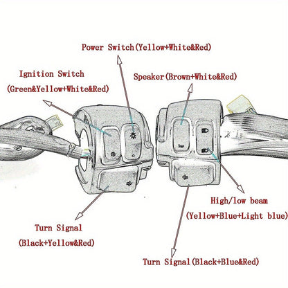 Harley Davidson Handlebar Control Switches with Wiring Harness, Chrome 1-Inch Left & Right Switch Kit for Sportster Softail Dyna V-ROD 1996-2012, High/Low Beam Horn Turn Signal Kill Switch Ignition Start