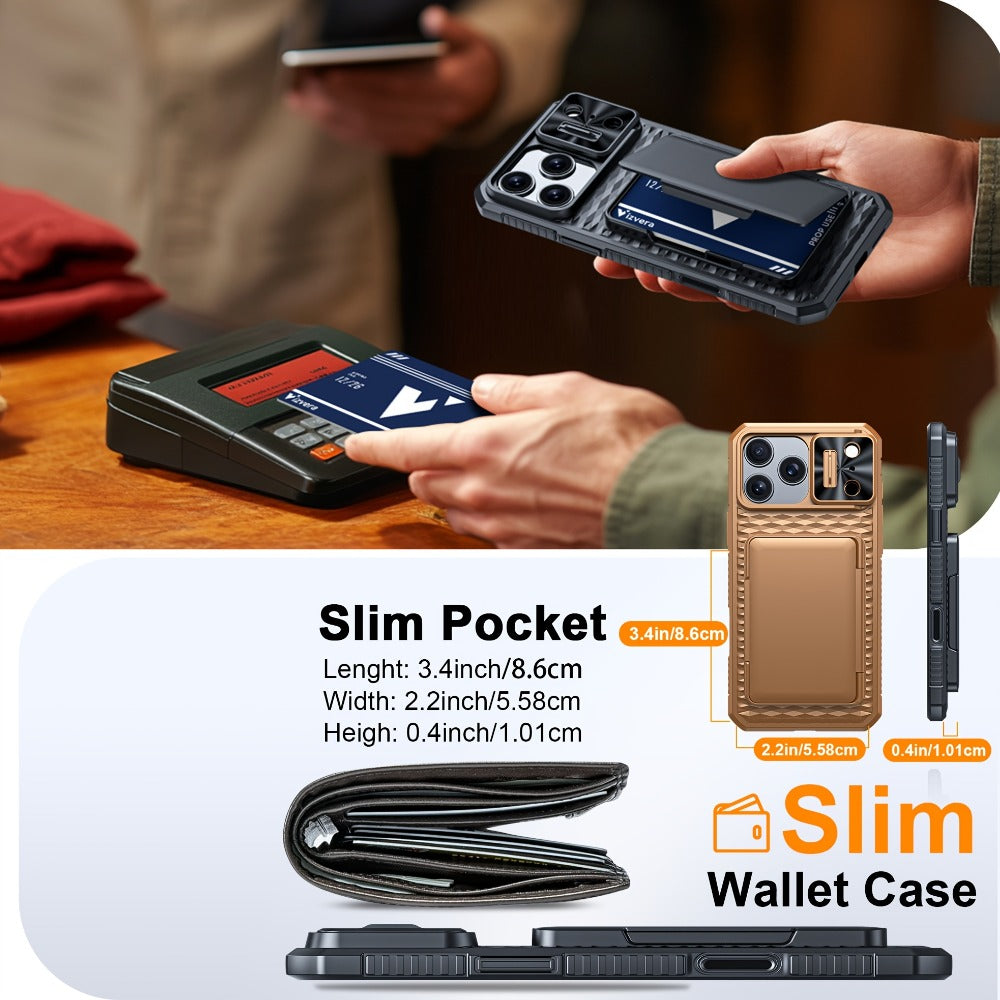 iPhone 17 Pro Max Wallet Case with Lanyard, 4-5 Card Holder, Sliding Lens Cover & Camera Control Button – Premium Protective Wallet Phone Cover for iPhone 17 Pro Max