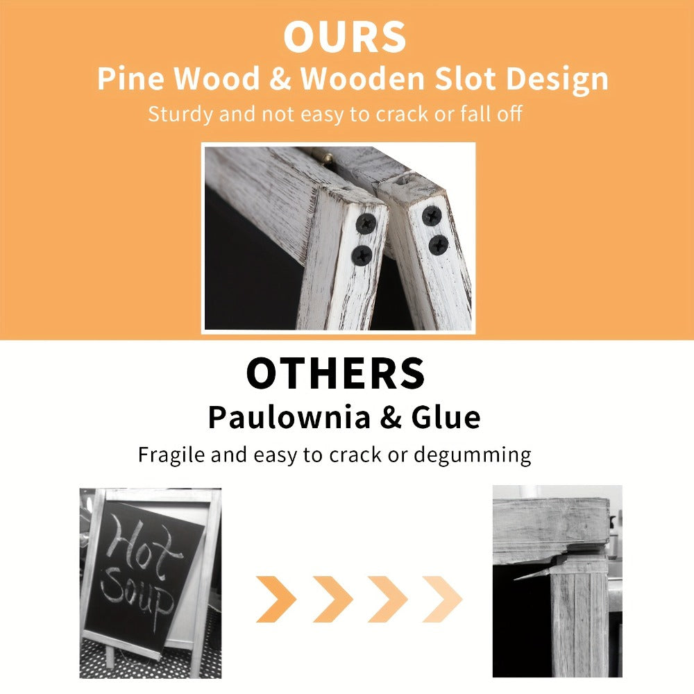 A-Frame Chalkboard Sign Double Sided Magnetic Wooden Standing Blackboard Menu Display Board for Entryways, Bedrooms and Living Spaces