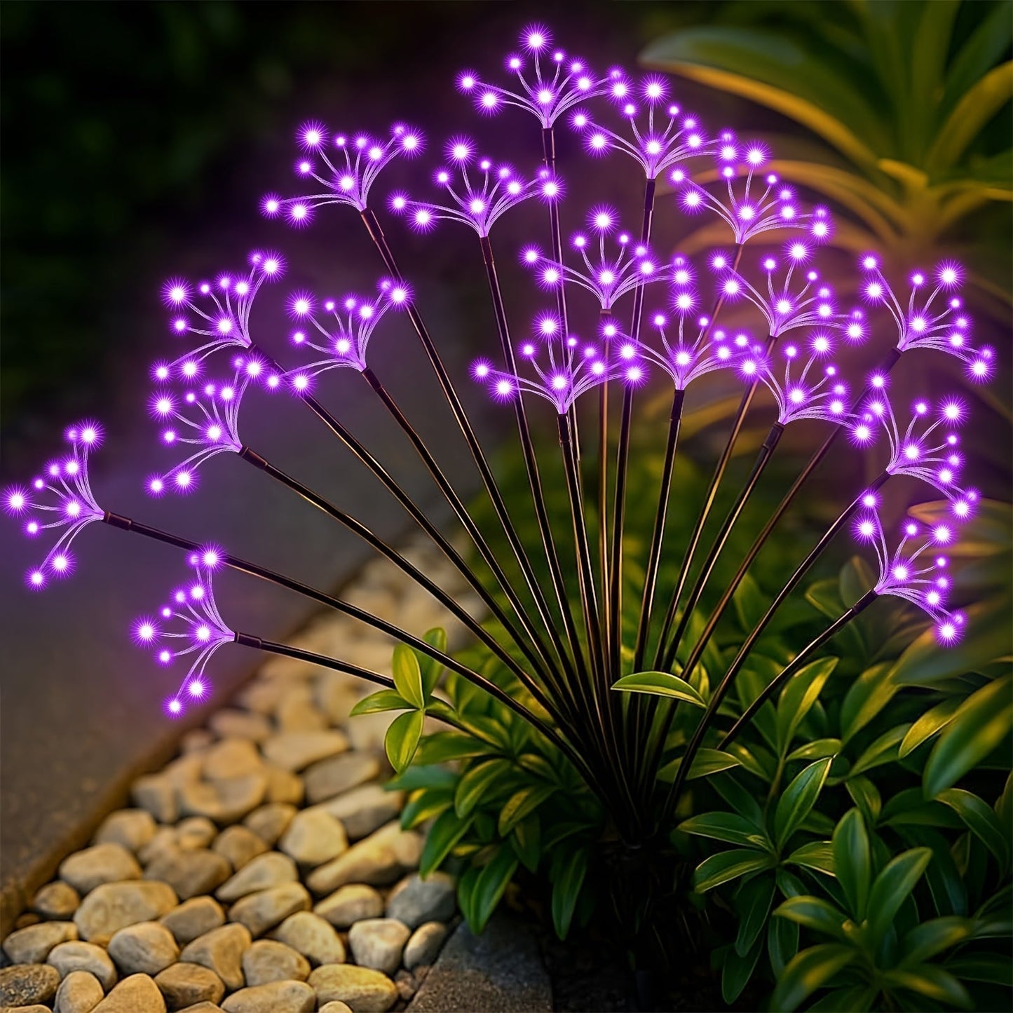 Solar Garden Lights Outdoor 4 Pack Twinkling Swaying Firework LED Stake Lights 2 Modes – Decorative Solar Path Lights for Yard Patio Flowerbed Camping Christmas Party Decor