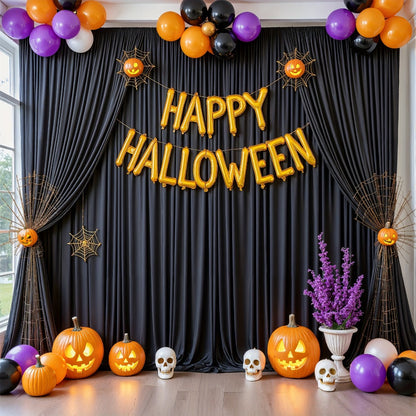 White Black Duo Backdrop Curtains 2 Pack 5x10Ft Wrinkle-Resistant Photo Background Fabric for Wedding, Birthday, Christmas, Halloween & Party Decoration – Reversible Dual Color Event Curtain Set