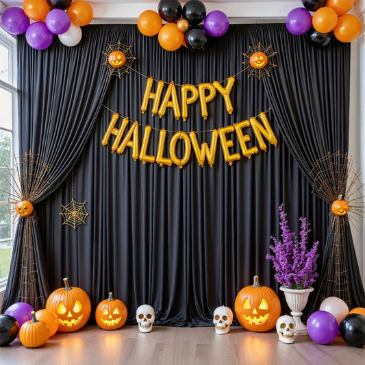 White Black Duo Backdrop Curtains 2 Pack 5x10Ft Wrinkle-Resistant Photo Background Fabric for Wedding, Birthday, Christmas, Halloween & Party Decoration – Reversible Dual Color Event Curtain Set
