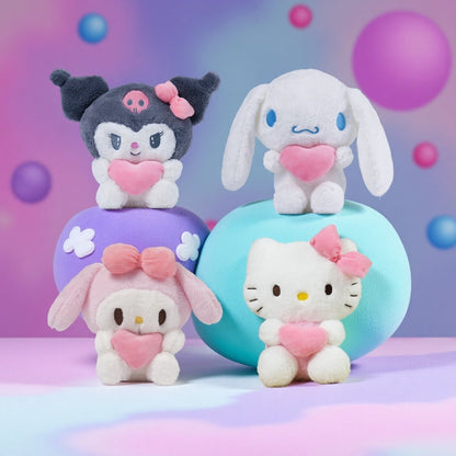 Plush Toy Heart-Holding Character Set with Five Pieces and Four Style Choices for Character Display, Room Decor and Gift Presentation