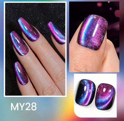 Gel Nail Polish 6-Color 9D Polaris Magnetic Set with Six 10ml Glass-Water-Light Shades for Nail Art