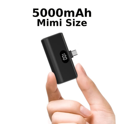 Mini Power Bank 5000mAh USB-C Foldable Plug Built-in Cable 10W Fast Charge LED Display Compact Portable Charger for iPhone 15 16 17 Samsung Android – Black White Pink Purple Green (1pc/2pcs)