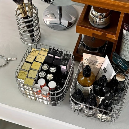 Storage Basket Open Weave Organizer – Multi-Purpose Woven Bin for Bathroom Shelf Kitchen Desk Bedroom Home Organization Sturdy Sleek Design