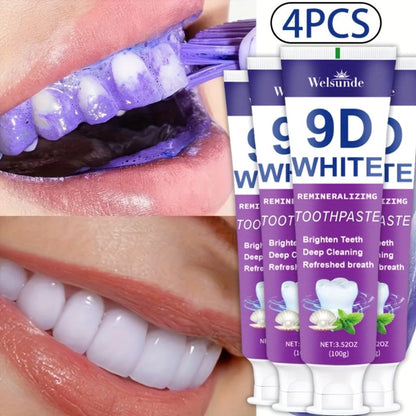 Four-Pack 100g Purple Mint Toothpaste Tubes with 9D Label Design and 400g Total Listed Quantity