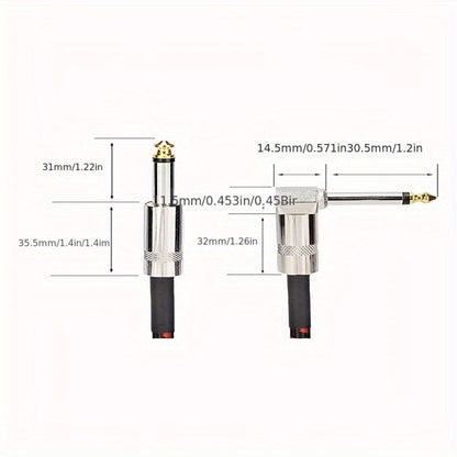 Guitar Bass Amplifier Cable with RCA Connectors, 10ft & 20ft, Tinned Copper Core, Durable Flexible Round Design