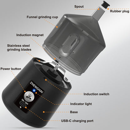 Electric Spice Grinder Portable 150W – USB-C Rechargeable, Pulse Mode, Fast Grinding for Spices & Herbs, Compact Travel Size, Easy Dispensing, Includes Cleaning Brush, 5 Colors