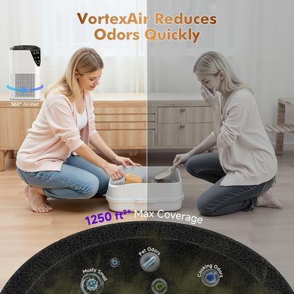 Air Purifier with 3-in-1 True HEPA Filter, 1250 Sq Ft Coverage, Air Sensor and Aroma Function