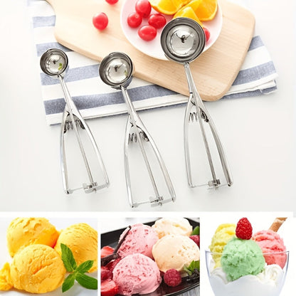 Three-Piece Trigger Scoop Set with Small, Medium and Large Bowls for Ice Cream, Cookie Dough and Fruit