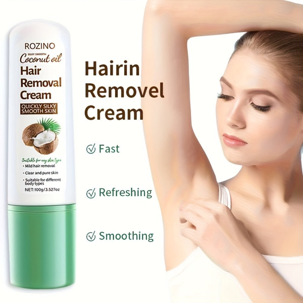 Hair Removal Cream ROZINO 100g Coconut and Squalane Tube with Carton for External Body Grooming
