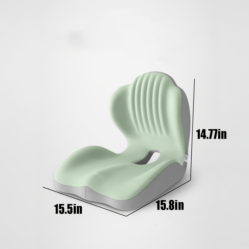 Contoured Seat Cushion with Hip and Lumbar Support Shape in Six Gray, Pink, Black, White or Green Styles