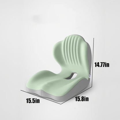 Contoured Seat Cushion with Hip and Lumbar Support Shape in Six Gray, Pink, Black, White or Green Styles