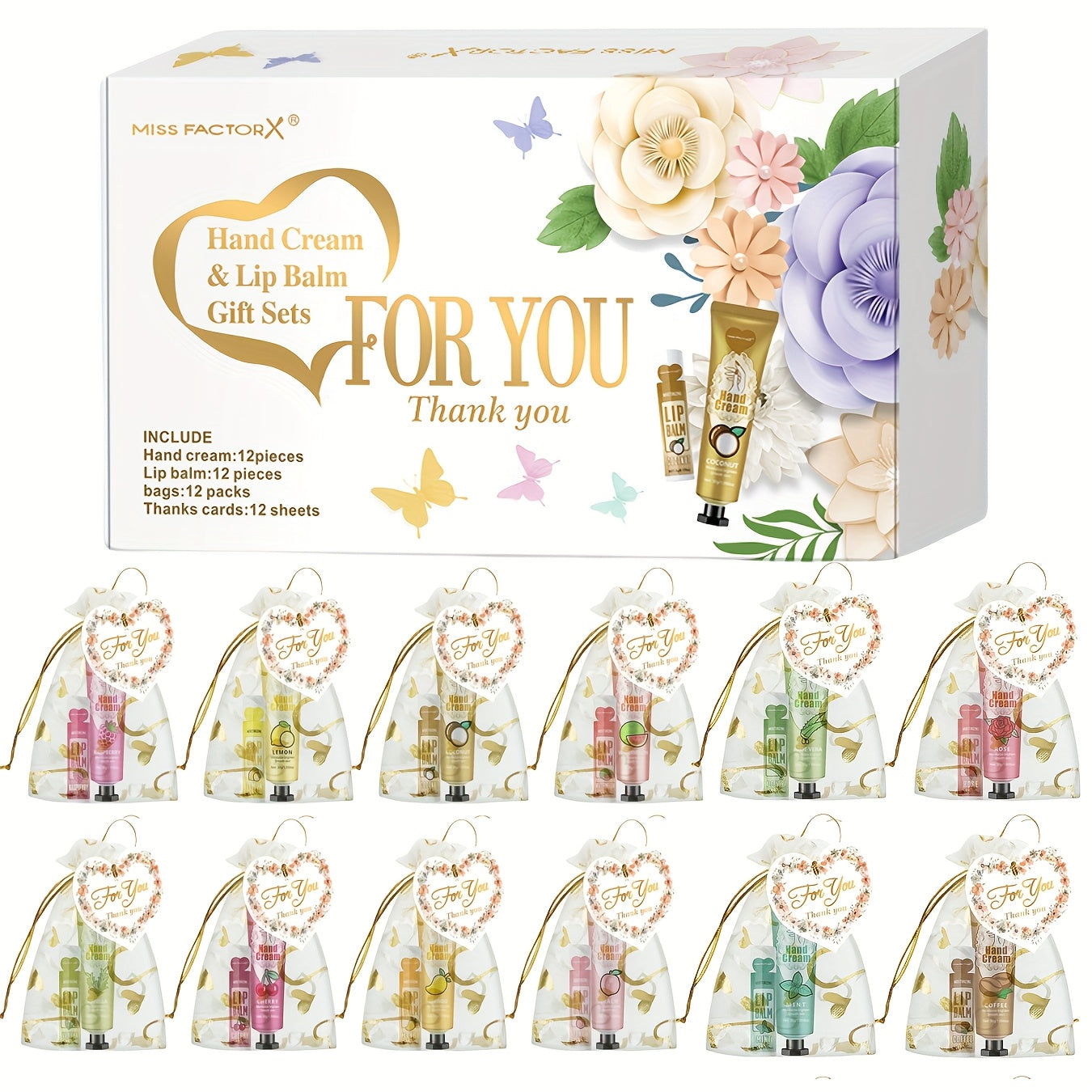 Shea Butter-Labeled Hand Cream and Lip Balm Gift Set with Vitamin E-Labeled Skin Care Formula