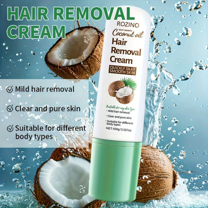 Hair Removal Cream ROZINO 100g Coconut and Squalane Tube with Carton for External Body Grooming
