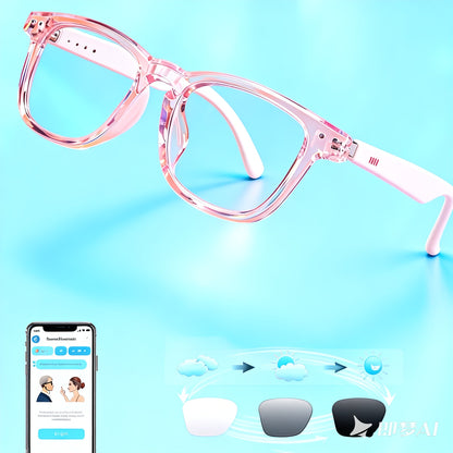 Smart Glasses 164-Language Translation Eyewear with Bluetooth Music, Calls and Multiple Black or Pink Frames