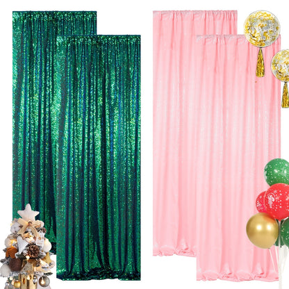 Sequin Backdrop Curtain for Party Wedding - 4x8ft Shimmering Glitter Curtain for Birthday Photo Booth Stage Decoration, Easy Hang, Multi-Color